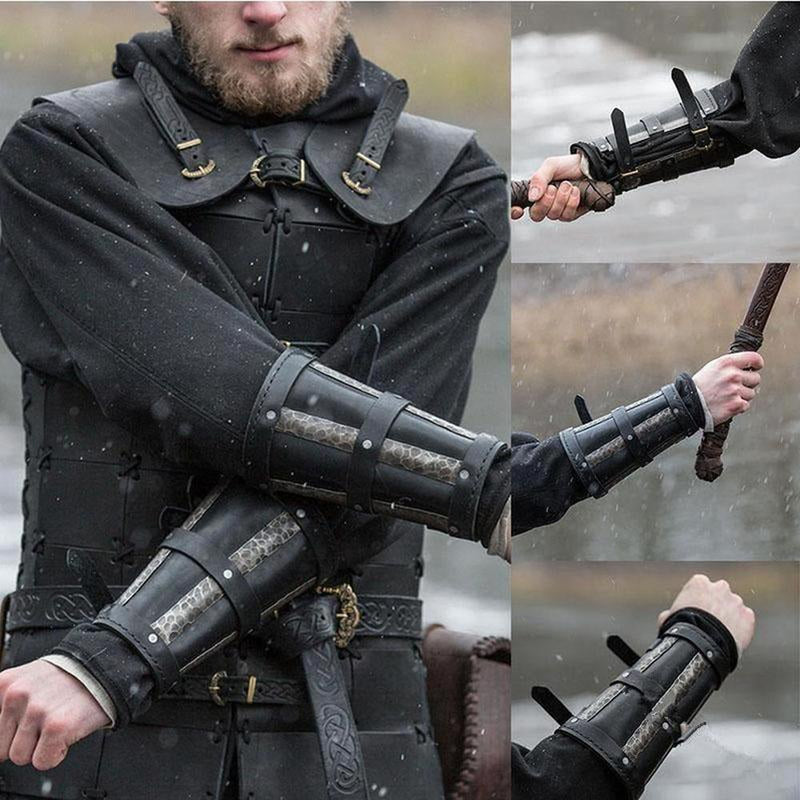 Gothic Leather Arm Riveted Bracer | The Medieval Store 
