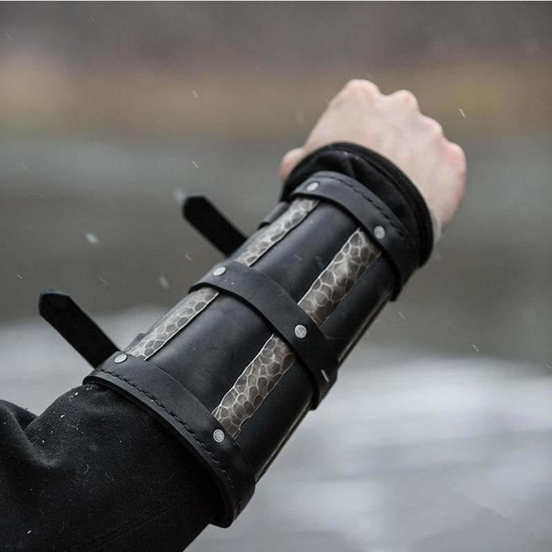 Gothic Leather Arm Riveted Bracer | The Medieval Store 